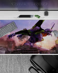 40x20 inches mouse pad with Evangelion Unit-01 design, showcasing a bloodstained, unstoppable Unit-01 in a collapsing city for an intense, anime-inspired vibe.