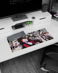 Yumeko Jabami Kakegurui anime girl mouse pad, sly smile and flowing hair manga scene, 28x12 inches.