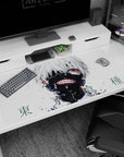 Large 40x20 inches mouse pad featuring Kaneki design, with chaotic painterly strokes and his iconic features for a raw, artistic transformation effect.