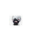 Classic 14x10 inches mouse pad with Kaneki design, blending bold painterly strokes with his red eye, ghoul mask, and white hair for a powerful look.