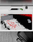 32x16 inches mouse pad with abstract chaos design, featuring fractured red, white, and black triangles for a high-energy, edgy aesthetic.