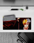 Compact 28x12 mouse pad highlights crimson moon and Hollow intensity for immersive Bleach-inspired vibes