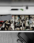 Persona 5 desk mat featuring Phantom Thieves: Joker, Panther, Fox, Queen, Skull, Oracle, Mona, Noir, Sophie in 36x16 inches.