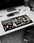 Persona 5 mouse pad 32x16 inches featuring Joker, Panther, Fox, Queen, Skull, Oracle, Mona, Noir, and Sophie in noir style.