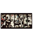 Persona 5 mouse pad, 32x16 inches, featuring Joker, Panther, Fox, Queen, Skull, Oracle, Mona, Noir, Sophie in noir tones.