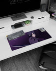 28x12 inches Naruto mouse pad with Sasuke staring forward, Sharingan blazing beside a shining katana slice.