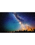 Milky Way night hike landscape desk pad, 40x20 inches, with stars and warm horizon glow.