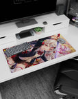 32x16 inches anime girl mouse pad showing silver-haired shrine-warrior slicing with a katana at dusk.