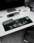 32x12 inches anime mouse pad featuring sharp-eyed girl in dark uniform and ribbon tie, bat on shoulder.