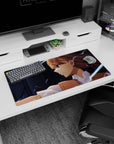 Mikoto Misaka anime girl mouse pad 32x16 inches, Railgun-style electric sparks crackling across the desk.