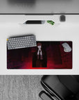28x12 inches mouse pad with Makima design, showcasing a crimson cityscape and commanding presence for a mysterious, powerful look.