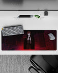 32x12 inches mouse pad with Makima design, showcasing a crimson cityscape and piercing gaze for a powerful, eerie, and mysterious aesthetic.