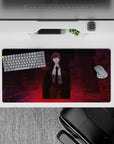 32x16 inches mouse pad with Makima design, showcasing a crimson cityscape and commanding presence to bring mystery and power to your setup.