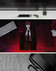 40x20 inches mouse pad with Makima design, showcasing a crimson cityscape and piercing gaze for an unsettling yet powerful anime aesthetic.