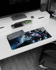 28x12 inches Gundam mouse pad showing Strike Gundam tearing through space, beam rifle firing across a starfield.