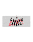 Mouse pad featuring Gotei 13 Captains design, 28x12 inches, with bold red typography and black-and-white contrasts to represent power and leadership.