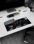 Berserk mouse pad, 28x12 inches, showcasing Guts in his Berserker Armor and the Beast of Darkness, ideal for creating a powerful atmosphere in your workspace.
