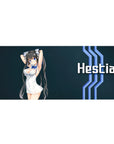 Anime girl desk pad 36x16 inches with twin-tail character on navy sci-fi background and bold lettering.