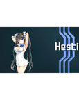 Anime girl desk pad 40x20 inches with twin-tail character on navy sci-fi background and white text.