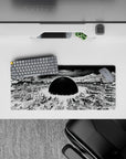 28x12 inches monochrome anime mouse pad, brutal black sun and heavy shadows for a calm apocalypse mood.