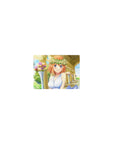 Classic anime girl bride mouse pad 14x10 inches with white rose crown, gold arch, pastel bouquets.