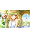 Dreamy romance anime girl desk pad 40x20 inches with orange-haired bride and white rose crown.