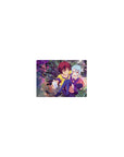 Classic anime girl mouse pad 14x10 inches with Shiro and Sora, neon purple backdrop, cute desk decor.