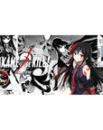 Akame Manga Fusion Mouse Pad 40x20 featuring bold black-and-white panels and deep crimson splashes for a dynamic anime aesthetic