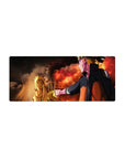28x12 inches anime mouse pad with Naruto reaching toward glowing Kurama Mode, crimson clouds and embers.