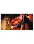 32x16 inches Naruto Shippuden anime mouse pad with fiery cloud backdrop and glowing Kurama Mode design.