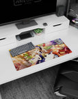 28x12 inches mouse pad featuring a glasses-wearing anime girl by an open journal and ink bottle on checker floor.