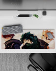 Intense 32x12 mouse pad features Todoroki Midoriya Bakugo's unity with vivid and dynamic details