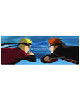 Naruto vs Pain anime mouse pad, 32x12 inches, vivid reds and blues, captures intense chakra clash and epic tension.