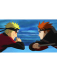 Naruto vs Pain anime desk pad 40x20 inches, vivid reds, blacks, and blues depict their epic clash, perfect for fans.
