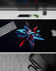 40x20 inches mouse pad with Cyber Shard design, blending metallic blue and crimson red angular shards for a futuristic, tech-inspired aesthetic.