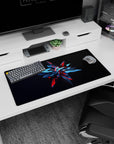 Modern 32x16 inches mouse pad featuring Cyber Shard design, with sharp angular shards in metallic blue and crimson red for a bold, futuristic vibe.