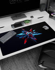 Large 40x20 inches mouse pad featuring Cyber Shard design, with dynamic angular shards in metallic blue and crimson red for a high-energy workspace.