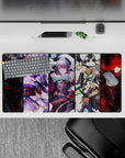 32x16 inches anime girl mouse pad in smoky black, electric violet, icy white, and molten red for edgy vibes.