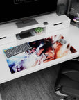 Modern 32x16 inches mouse pad with Eren’s Titan transformation, vivid colors and electrifying details for an intense battle aura.