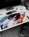 Large 40x20 inches mouse pad showcasing Eren’s Titan transformation, with vivid colors and electrifying details capturing an intense battle aura.