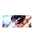 Mouse pad featuring Eren’s Titan transformation, 28x12 inches, with vivid colors and electrifying details for an intense AOT design.