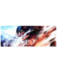 Compact 32x12 inches mouse pad featuring Eren’s Titan transformation, with vivid colors and electrifying details for a powerful AOT design.