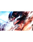 Mouse pad featuring Eren’s Titan transformation, 40x20 inches, with vivid colors, electrifying details, and an intense battle aura for AOT fans.