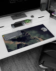 Battlefield fury 32x16 mouse pad with Eren’s Titan transformation, dark shadows, and fiery highlights for an intense and dramatic desk vibe