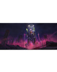 Mouse pad featuring Evangelion Unit-01 awakening, 36x16 inches, with neon pinks, purples, and a divine halo for an apocalyptic, powerful vibe.