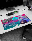 Anime cyberpunk design on 32x16 mouse pad brings Cyber City Guardian's vibrant aesthetic to life vividly
