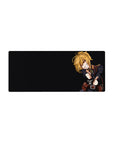 28x12 inches anime girl mouse pad with Tanya-inspired uniform portrait on a sleek black background.
