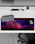 Intense 32x12 desk pad features Kaworu’s final moments with intricate crimson and apocalyptic details for fans of Neon Genesis