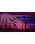 Kaworu’s Final Moment Desk Pad 40x20 featuring crimson hues and apocalyptic art for haunting Evangelion style