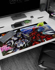 40x20 inches Char’s Counterattack desk pad showing RX-93 Nu Gundam and crimson Sazabi in battle.